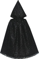 Girls Dress Halloween Cloak Black Leopard With Hood Size 7-14 Years