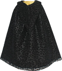 Girls Dress Halloween Cloak Black Leopard With Hood Size 7-14 Years