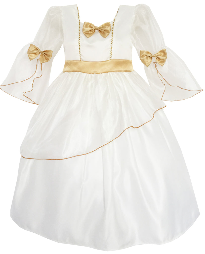 Flower Girl Dress Champagne Bow Tie Tulle Wedding Bridesmaid Size 4-14 Years