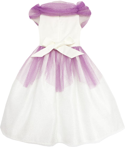 Sunny Fashion Girls Purple Flower Mesh Princess Dress