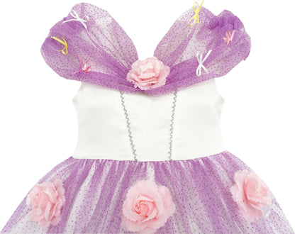 Sunny Fashion Girls Purple Flower Mesh Princess Dress