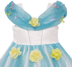 Flower Girl Dress Princess Rose Mesh Sequin Party Blue Size 4-14 Years