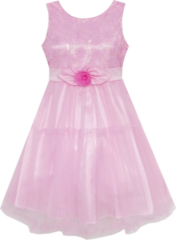 Girls Dress Shinning Sequins Tulle Layers Party Pageant Pink Size 2-10 Years