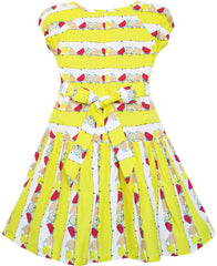 Girls Dress Lemon Color Watermelon Orange Pear Print Size 7-14 Years
