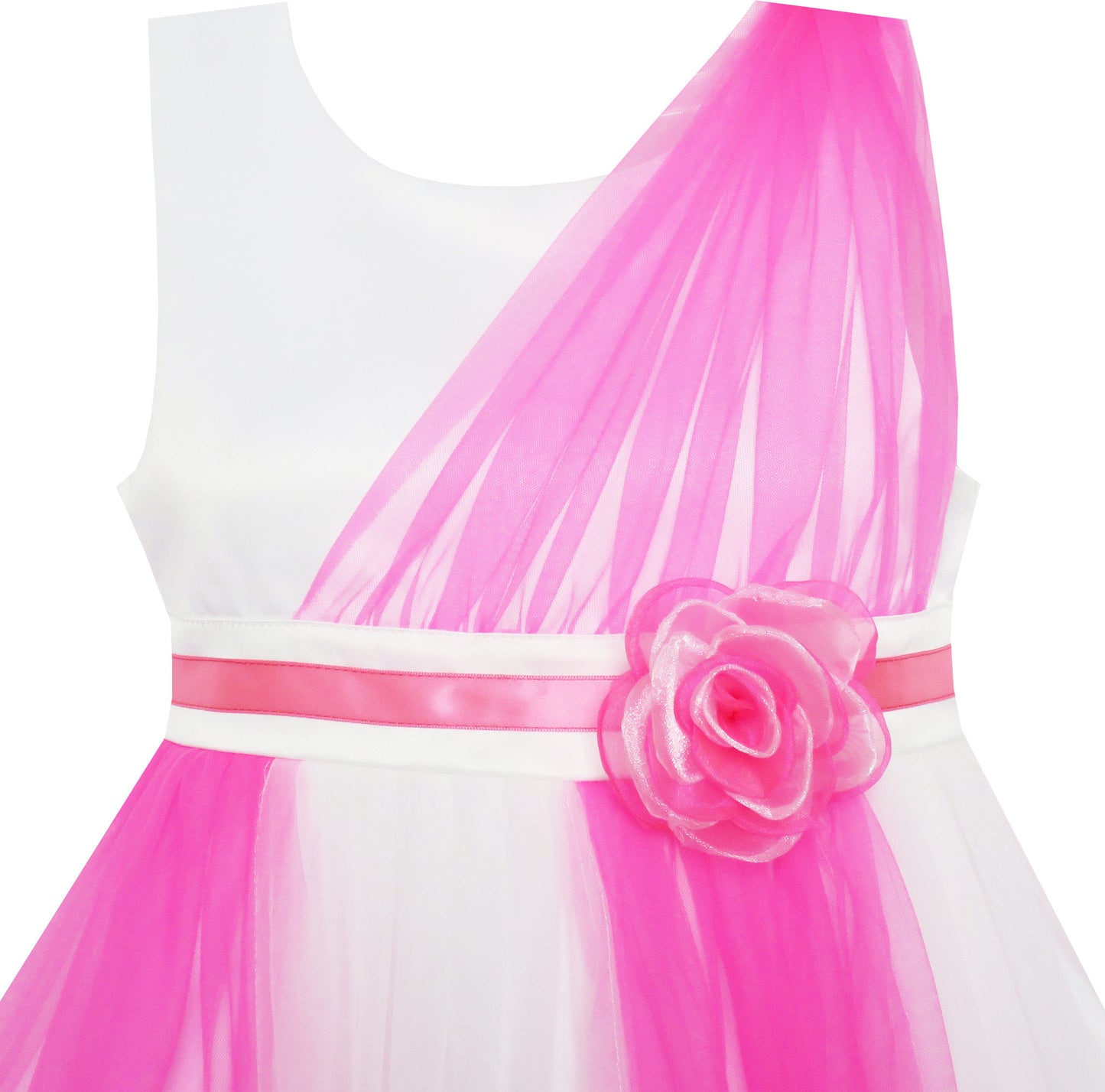 Girls Dress Elegant Wedding Gown Bridesmaid Tulle Flower Size 4-14 Years