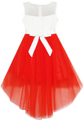 Girls Dress Sequin Mesh Party Wedding Princess Tulle Red Size 7-14 Years