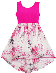 Girls Dress Hi-Lo Maxi Cotton And Chiffon Pink Size 7-14 Years