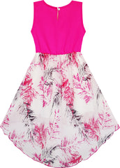 Girls Dress Hi-Lo Maxi Cotton And Chiffon Pink Size 7-14 Years