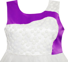 Girls Dress Lace Embroidered Flower Heart Tulle Wedding Purple Size 4-10 Years