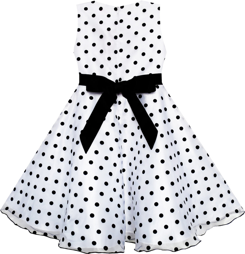Girls Dress Black White Dot Tulle Party Pageant Size 4-12 Years
