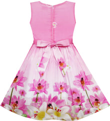 Girls Dress Sunflower Bubble Lily Flower Garden Print Size 4-12 Years