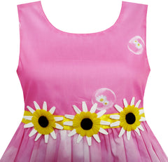 Girls Dress Sunflower Bubble Lily Flower Garden Print Size 4-12 Years