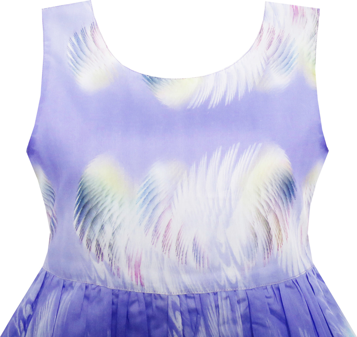 Girls Dress Sky Fantasy Colorful Angel Wings Feather Print Size 4-14 Years