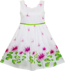 Girls Dress Purple Sunflower Green Leaves Butterfly Size 4-12 Years