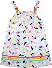 Girls Dress Sleeveless Feather Colorful Silk Decoration Size 2-6 Years