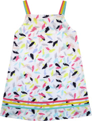 Girls Dress Sleeveless Feather Colorful Silk Decoration Size 2-6 Years