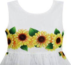 Girls Dress Yellow Sunflower Green Leaves Sleeveless Size 2-6 Years