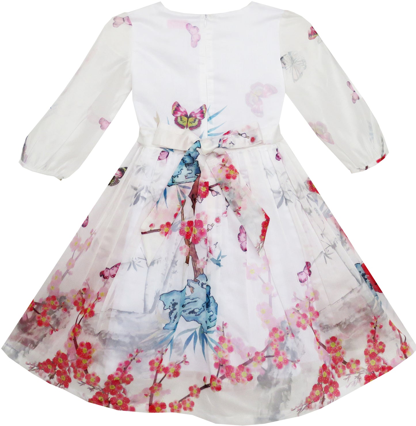 Girls Dress Butterfly Elegant Chinese Plum Flower Bamboo Size 4-10 Years