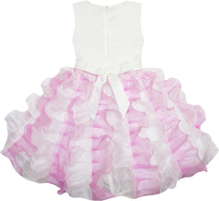 Girls Dress Pleated Tulle Princess Striped Wedding Pageant Size 7-14 Years
