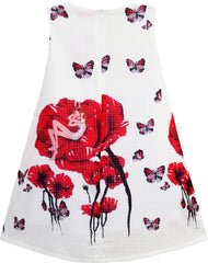 Girls Dress Little Girl Sleep In Flower Pattern Butterfly Red Size 7-14 Years