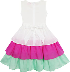 Girls Dress Cake Layered Purple Green Tulle Purple Sunflower Size 7-14 Years