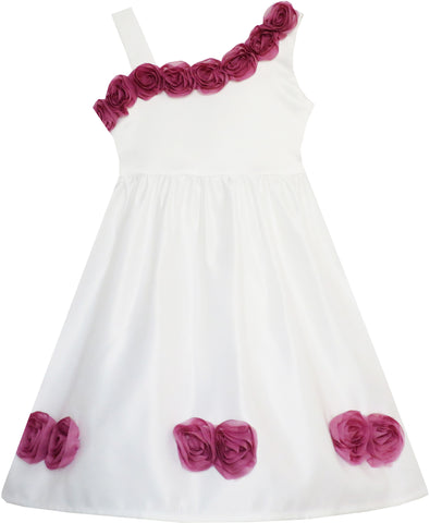 Girls Dress Asymmetric One Shoulder Flower Girl Party Purple Size 2-6 Years