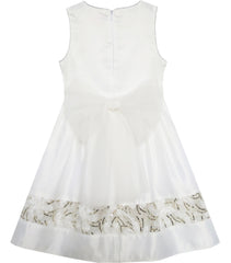 Girls Dress Flower Detailing Sequin Lace Party Princess White Size 2-6 Years