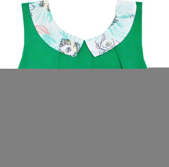 Girls Dress Turn-Down Collar Flower Chiffon Party Green Size 7-14 Years