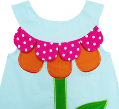 Girls Dress Tank Embroidered Green Leaves Bird Flower Size 2-6 Years