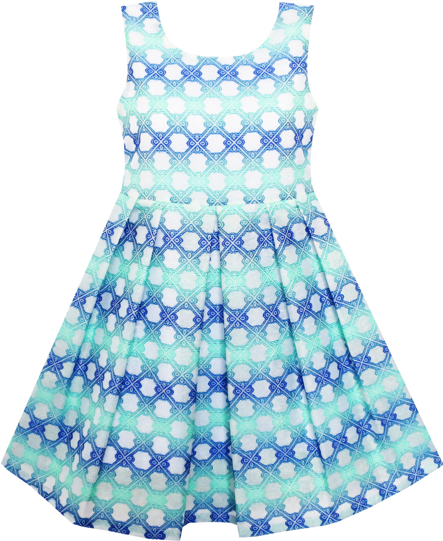 Girls Dress Plaid Checkered Striped Color Blocks Size 2-14 Years