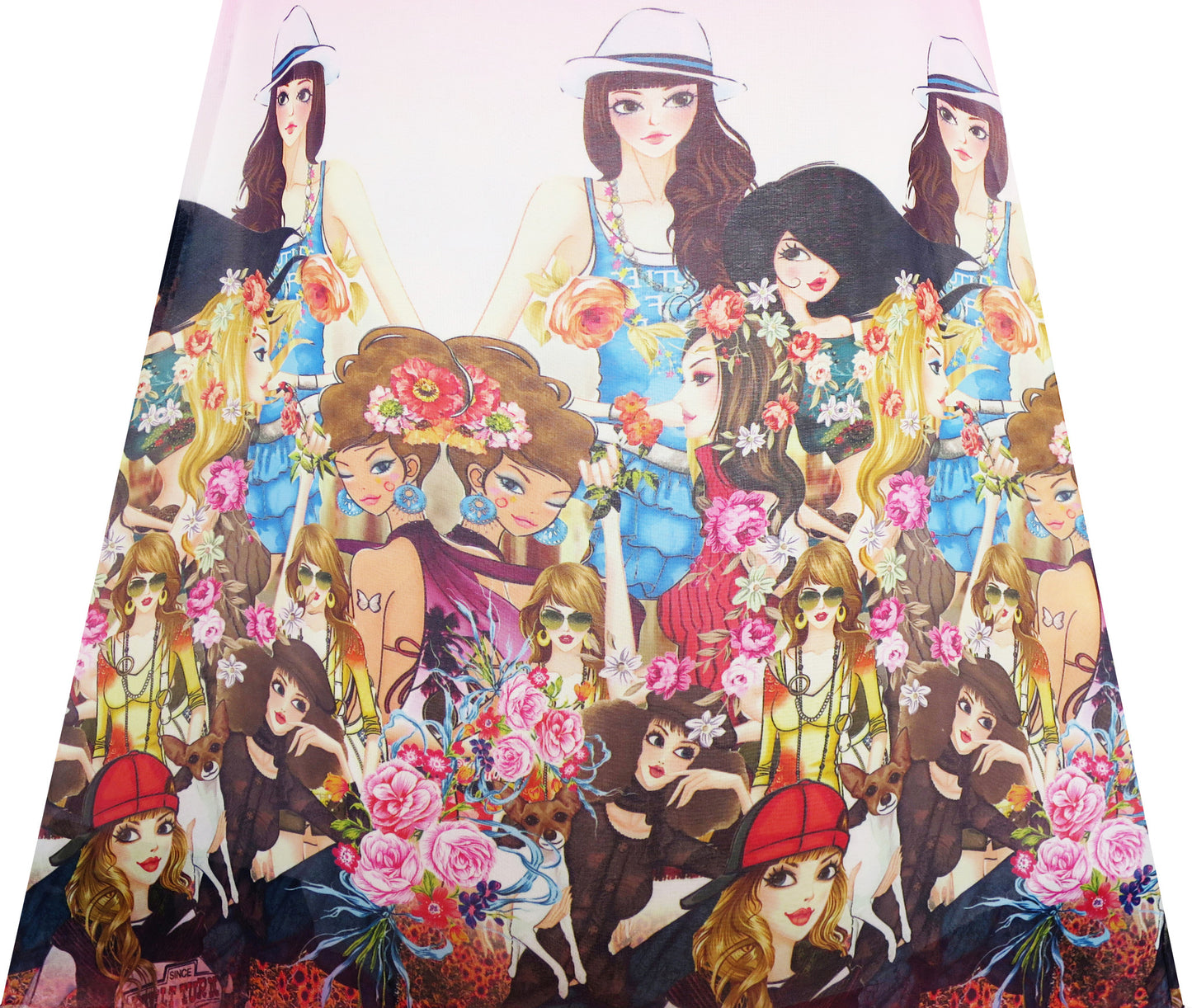 Girls Dress Tank Modern People Figure Print Pink Size 7-14 Years