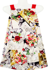 Girls Dress Sleeveless Flower Watch Pen Written Letter Print Size 7-14 Years