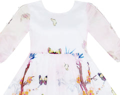 Girls Dress Butterfly Elegant Chinese Plum Flower Bamboo Pink Size 4-10 Years