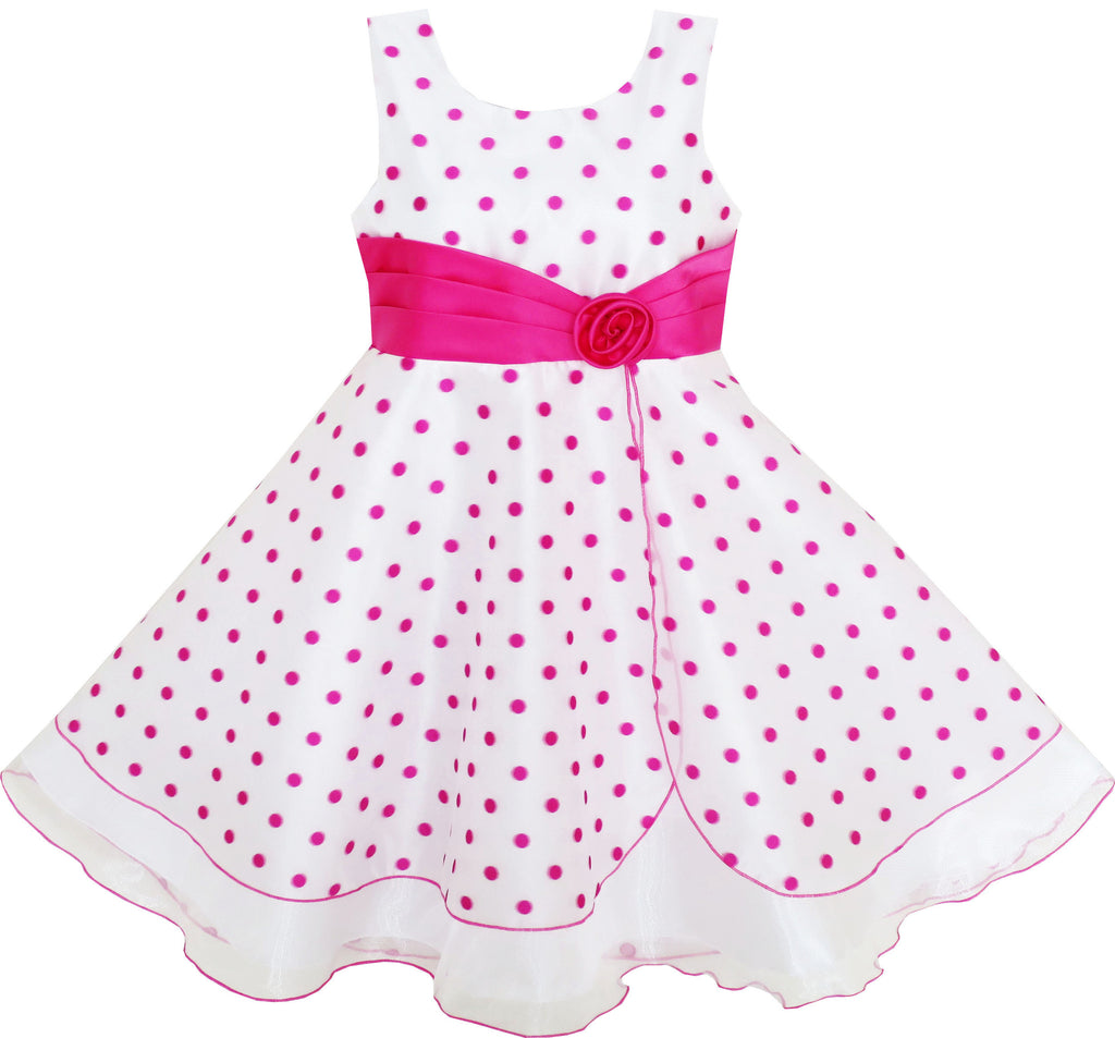 Girls Dress Polka Dot Flower Tulle Party Pageant Unique Design Size 4-12 Years