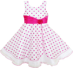 Girls Dress Polka Dot Flower Tulle Party Pageant Unique Design Size 4-12 Years