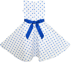 Girls Dress Polka Dot Flower Tulle Party Unique Design Blue Size 4-12 Years