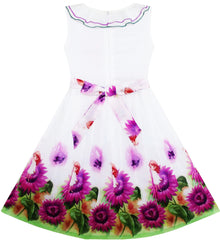 Girls Dress Sunflower Garden Turn-down Collar Sleeveless Size 4-12 Years