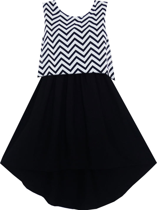 Girls Dress Turn-Down Collar Flower Chiffon Party Size 6-14 Years