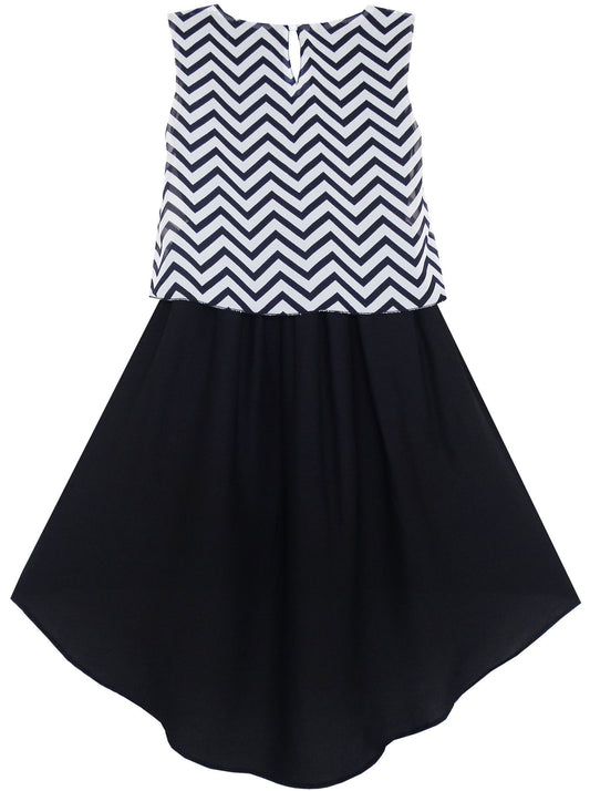 Girls Dress Turn-Down Collar Flower Chiffon Party Size 6-14 Years