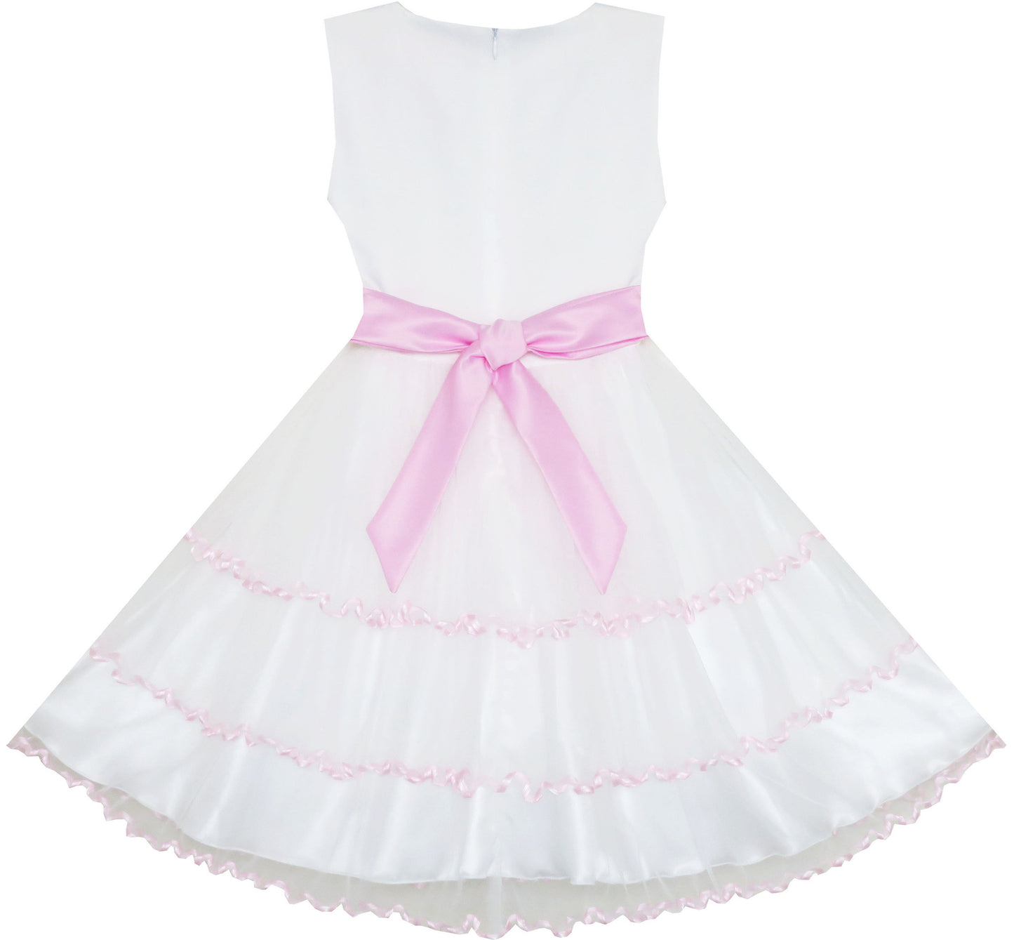 Girls Dress Elegant Design Princess Wedding Bow Tie Flower Size 4-14 Years