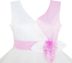 Girls Dress Elegant Design Princess Wedding Bow Tie Flower Size 4-14 Years