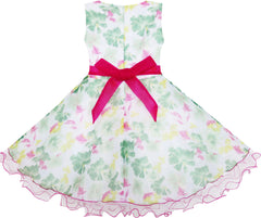 Girls Dress Elegant Design Princess Wedding Bow Tie Flower Green Size 7-14 Years