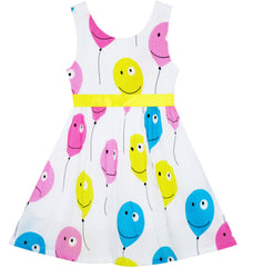 Girls Dress Colorful Smiley Face Balloon Flying To Sky Size 2-6 Years