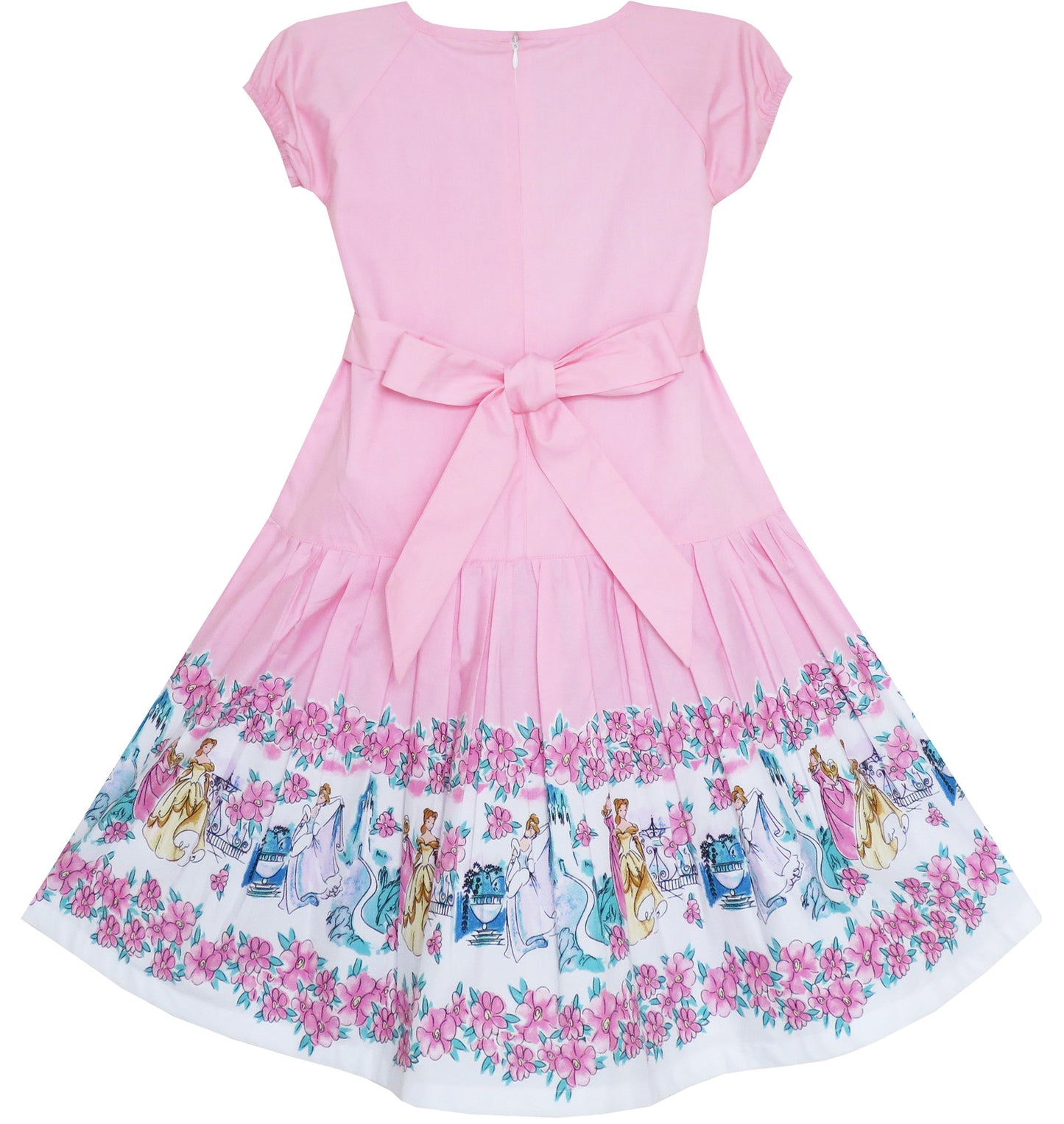 Girls Dress Embroidered Leaves Flower O-Neck Cotton Size 4-14 Years