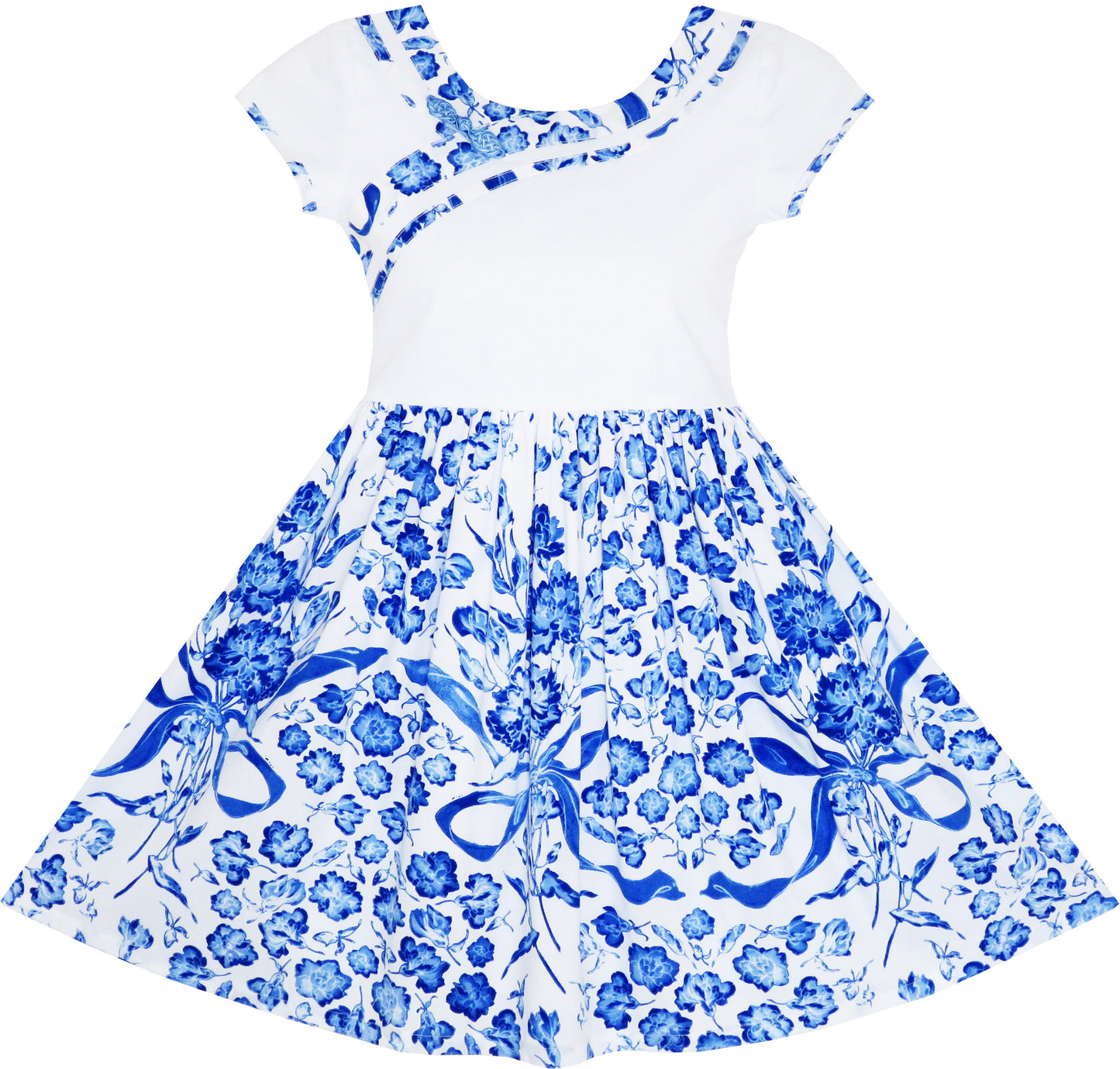 Girls Dress Porcelain Floral Printed Pageant Holiday Size 4-14 Years