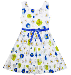 Girls Dress Plaid Checkered Tulle Floral Printed Dot Belt Size 2-6 Years