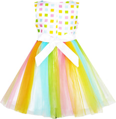 Girls Dress Tulle Rainbow Party Wedding Pageant Birthday Size 2-6 Years