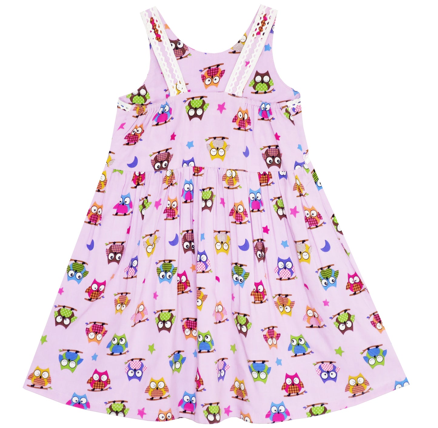Girls Dress Halter Sleeveless Cute Owl Print Summer Beach Size 2-6 Years