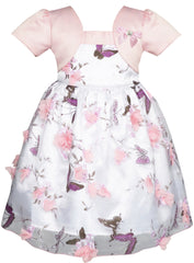 2-in-1 Flower Girls Dress Dimensional Butterfly Pageant Party Size 12M-5 Years