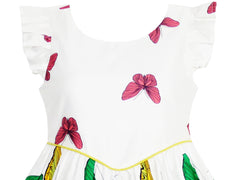 Girls Butterfly Striped Dress Back To School Party Size 7-14 Years